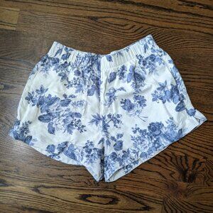 Abercrombie & Fitch Linen-Blend Pull-On Short, blue floral